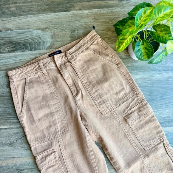 Banana Republic High Rise Tapered Utility Cargo Pants Iced Latte Brown Size 6 - Picture 3 of 14